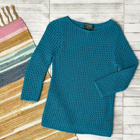 Ralph Lauren Exclusive Hand Knit For LRL Mercerized Open Knit Sweater - Picture 10 of 13